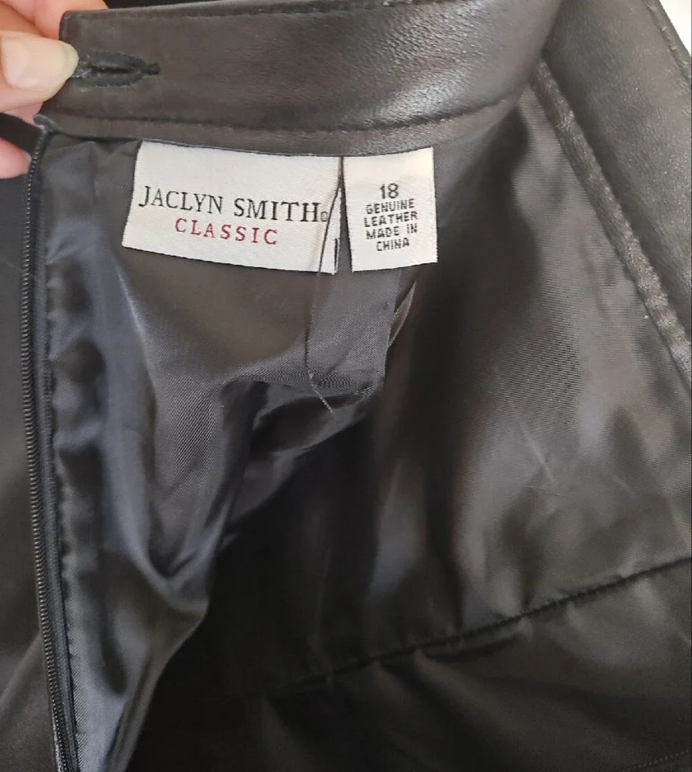 Women's Black Leather Pencil Skirt Size 18